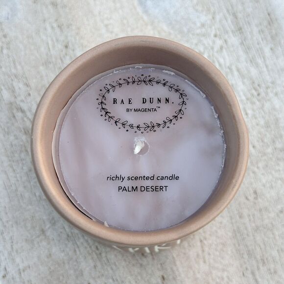 Rae Dunn Candle FREE SPIRIT Palm Dessert 8.7oz Etched Ceramic Jar NEW Khaki Cute - Picture 9 of 11